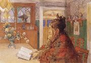 Carl Larsson Karin Readin oil painting